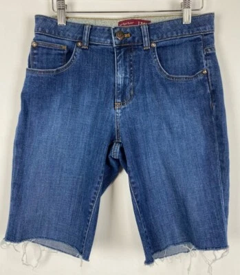 Pantalones Cortos de Denim Izod Para Mujer Azul Corte Elastizados Medio Lavado Bolsillos Dobladillo Deshilachado 6 Foto 1 de 4