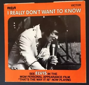 Elvis Presley 45 rpm RCA, 1970, "I Don't Want To Know" PS Only - VG+ - Foto 1 di 2
