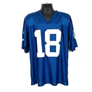 NFL Players Jersey sz L Indianapolis Colts Manning 18 Short Sleeve V Neck Blue - Picture 1 of 9