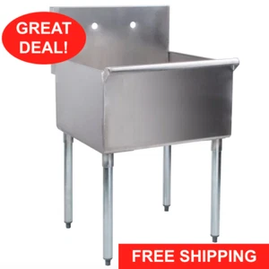 24" x24" x 14 Stainless Steel Commercial Utility Sink Prep Hand Wash Laundry Tub - Picture 1 of 12