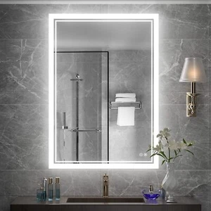 Bathroom Backlit LED Mirror Illuminated Wall Touch Anti-fog Vanity Mirror 3 Size - Picture 1 of 17