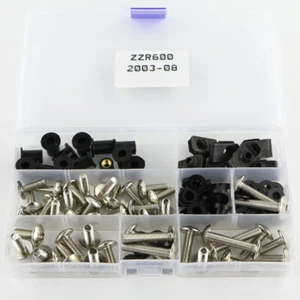 Complete Fairing Bolt Kit Screw Fit For Kawasaki ZZR600 03-08/ZX 6R 98-02 Silver - Picture 1 of 12