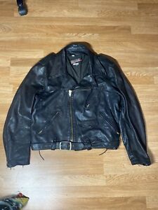Vintage 80’s Brooks Motorcycle Jacket Made In USA Black Leather Size 52,