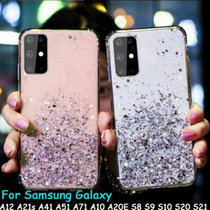 For Samsung Galaxy A15 A34 A55 5G S24 Glitter Silicone Soft Clear Case Cover - Picture 1 of 27