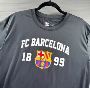 FC Barcelona Shirt Mens XL Black FCB 1899 Crest Jersey Athletic Soccer Messi - Picture 1 of 8