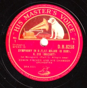 Fischer. Mozart (Symphony KV 319) + Bach (Air). HMV DB 8258-60 (3). NM- - Picture 1 of 2