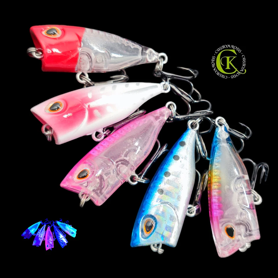 5x 4,3cm Popper Jerkbait Jerk TopWater Wobbler Kunstköder Raubfisch Barsch Wels - Bild 1 von 1
