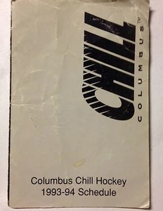 '93/94 Columbus Chill ECHL Hockey Minors Pocket Schedule Ruskowski Schriner Cook - Picture 1 of 3