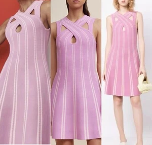 ⭐️⭐️SALE!!⭐️⭐️ ACLER Otford Crepe Knit Mini Dress Pink Stripe AU/UK Size 8 US 4 - Picture 1 of 17