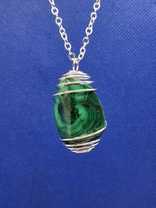 Collana MALACHITE Ciondolo Burattato Energia Olistico Chakra Cristalloterapia - Picture 1 of 8