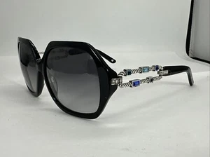 BRIGHTON MODERNA Ladies SUNGLASSES Handmade Black W/ Stones Silver Plated 58-15 - Picture 1 of 24