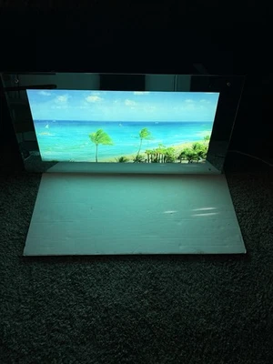 De colección Y2K Iluminado Palmeras Playa Escena Arte Pared Sonido Luces Espejo Funcionando Foto 1 de 4