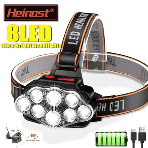USB Wiederaufladbare 8 LED Stirnlampe Kopflampe Smart Sensor Lampe 4 Modi Headlight - Bild 1 von 7