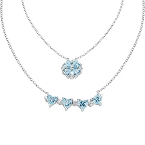 Collana Donna Amen Quadricuore Magnetico in Argento 925 e Acquamarina codice CLP - Foto 1 di 4