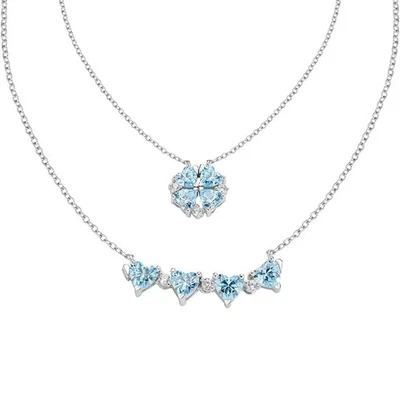 Collana Donna Amen Quadricuore Magnetico in Argento 925 e Acquamarina codice CLP - Immagine 1 di 4