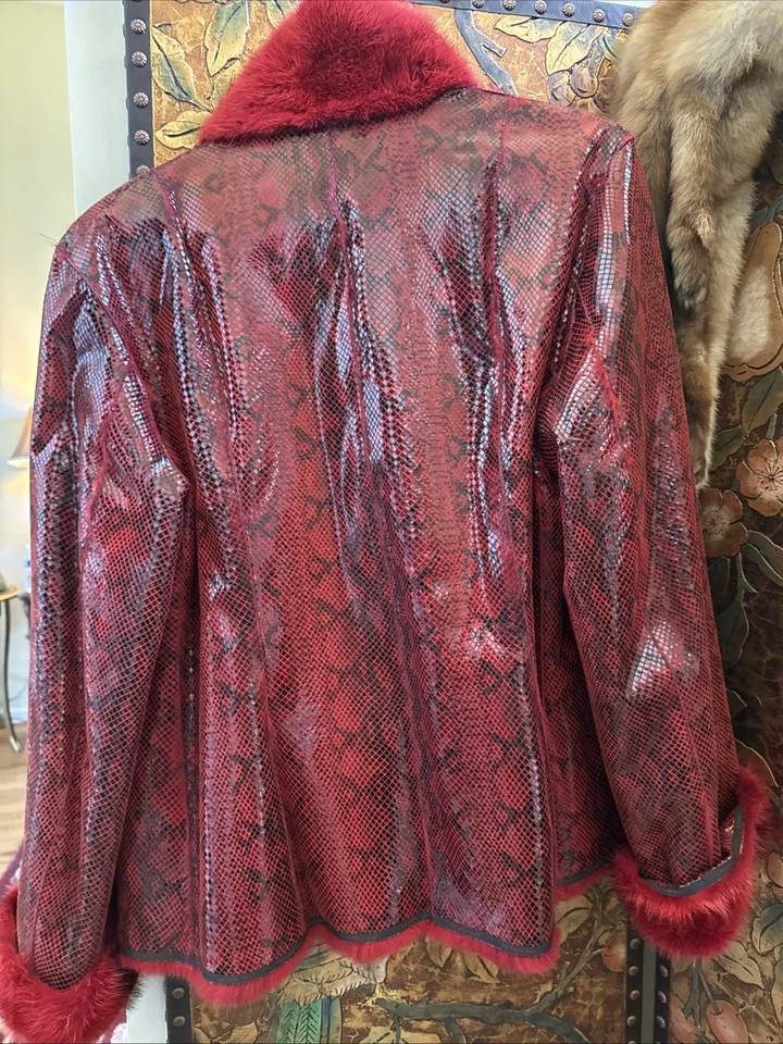 Reversible Mink and Leather Snake Print Jacket Size Medium - Image 1 of 4
