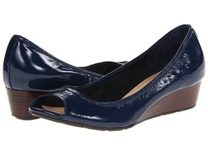 Earth Women's Size 8M Perforated Leather Wedge Sandals, Slingback Comfort Shoes - Picture 1 of 6