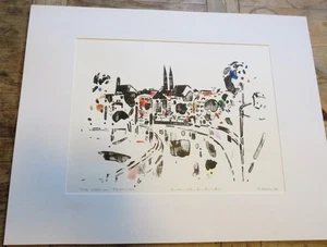 Oskar Koller handsig. Farb Lithographie Aquarell Nürnberg "an der Steubenbrücke" - Picture 1 of 4