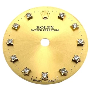Rolex Oyster Perpetual genuino 24 mm esfera de diamante de fábrica oro champán 67193 - Imagen 1 de 4