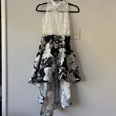 Vestido Speechless Niños Talla 12 Alto Bajo Vacaciones Boda Fiesta Negro Blanco Foto 1 de 4