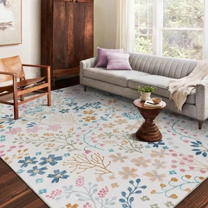 Phyllis Modern Area Rug, 5'×7' Washable Accent Floral Rug, Non-Slip Flower Le... - Picture 1 of 7