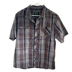 HippyTree Nomad Division Men's Brown Plaid Button Up Size Large - Picture 1 of 6