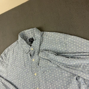 J Crew Shirt Men's L Blue Chambray Floral AOP Lightweight Denim Spring Button Up - Picture 1 of 11