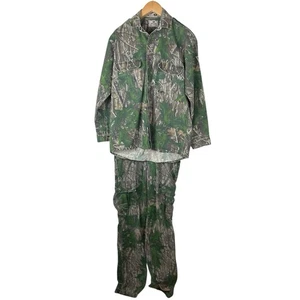 Vintage Mossy Oak Leaf Camo Hunting Shirt & Pants Set Men’s Size Medium - Picture 1 of 24