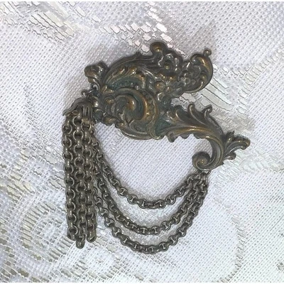 Broche de pelo enchapado vintage para mujer cadena pin colgante arte nuevo Foto 1 de 4
