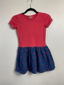Hanna Andersson Girls Red Blue Embroidered Strawberry Dress Size 8 Short Sleeve - Picture 1 of 15