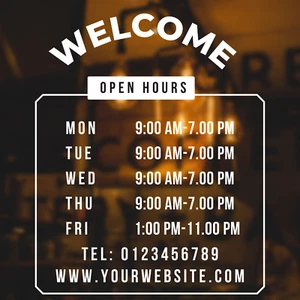 Shop Window Opening Hours Times Customised Personalised Sign Vinyl Decal Sticker - Picture 1 of 2