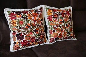 Pillow cover/ Cushion Cover, Set Of Two,Embroidered, Bright Colors, Boho, Andean - Picture 1 of 3
