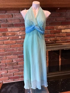 B.MOSS Blue Ombré Halter Chiffon Dress Size 12 - Picture 1 of 4