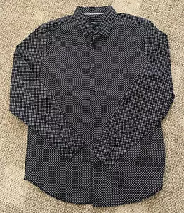Mens Kenneth Cole Long Sleeve Button Up Shirt Black KC Print Size Medium - Picture 1 of 3