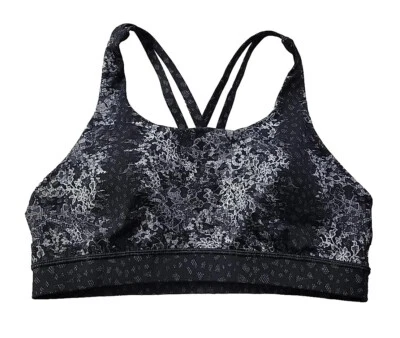 Lululemon Luxtreme Sports Bra Women's 10 Black White Floral Lace Printed - Image 1 of 4