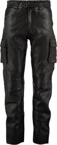 Mens 6 Pockets Jeans Style Black Combat Cargo Leather Trousers Pants Biker - Picture 1 of 5