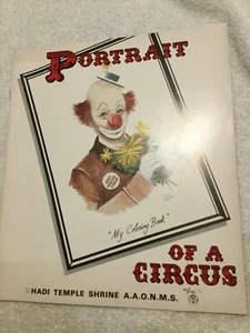 Vtg. Coloring a Book Portrait of a Circus Hadi Shrine Evansville IN Baum Clown - Picture 1 of 5