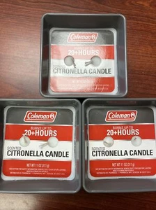 Set Of 3 Coleman Scented Citronella Candles 11 oz Burns Up To 20+ Hours - Picture 1 of 3