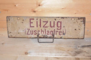 Altes Blechschild /Schwer) Eisen,Reichsbahn,Eilzug(Zuschlagfrei)Lokomotive,Zug - Bild 1 von 2