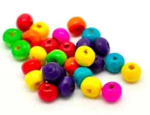 Holzperlen 6x5mm bunt Lochung 2mm Schmuckherstellung spacer beads Holzkugeln - Bild 1 von 3