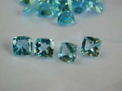 VENDEDOR EE. UU. AGUAMARINA CUADRADO CORTE COJÍN COLOR FINO TODO NATURAL 5 - 10 mm Foto 1 de 3