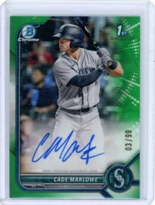 Cade Marlowe 2022 1st Bowman Chrome Prospect Auto Green Refractor /99 #CPA-CM - Picture 1 of 2