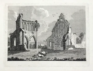 Dryburgh Abbey Roxburghshire impresión antigua c1775 Escocia - Imagen 1 de 3