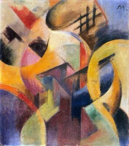 Pequeña composición I de Franz Marc Giclee reproducción impresa de bellas artes en lienzo - Imagen 1 de 1