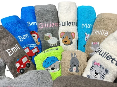 Kinder Handtuch mit Name und Motiv 30x50 cm Kita Kindergarten oder für Unterwegs - Bild 1 von 4