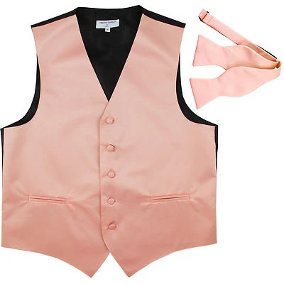 New Men's Formal Vest Tuxedo Waistcoat and free style self-tie Bowtie Mauve Pink - Image 1 of 4