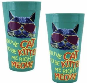 Set regalo 4 bicchieri da collezione verde You've Cat To Be Kitten Me Right Meow - Foto 1 di 2