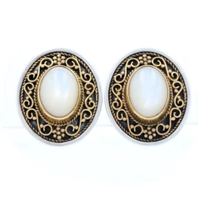Konstantino Mother of Pearl Earrings Sterling Silver & 22k Yellow Gold Clip-Ons - Picture 1 of 7
