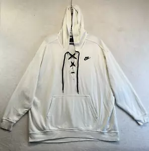 Nike Hoodie Women XL White Lace Up Pullover Long Sleeve Sweatshirt - Picture 1 of 11