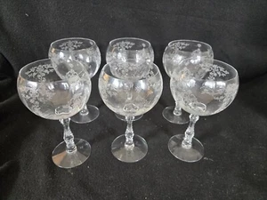 6 Fostoria Navarre Clear Magnum Wine Balloon Optic Glass - Picture 1 of 7